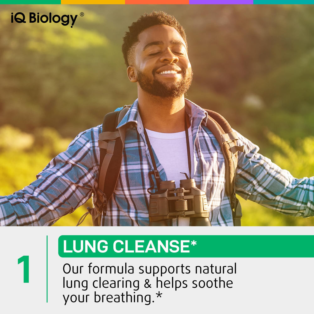 IQ Biology Mullein Drops green-tea and nettle visuals emphasize immune-supporting herbs.