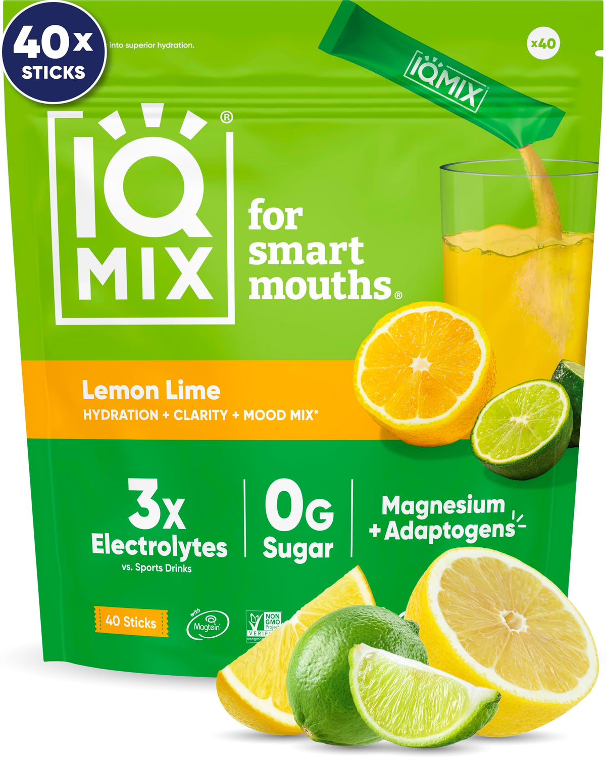 IQMIX lemon-lime sachet for on-the-go hydration and focus.