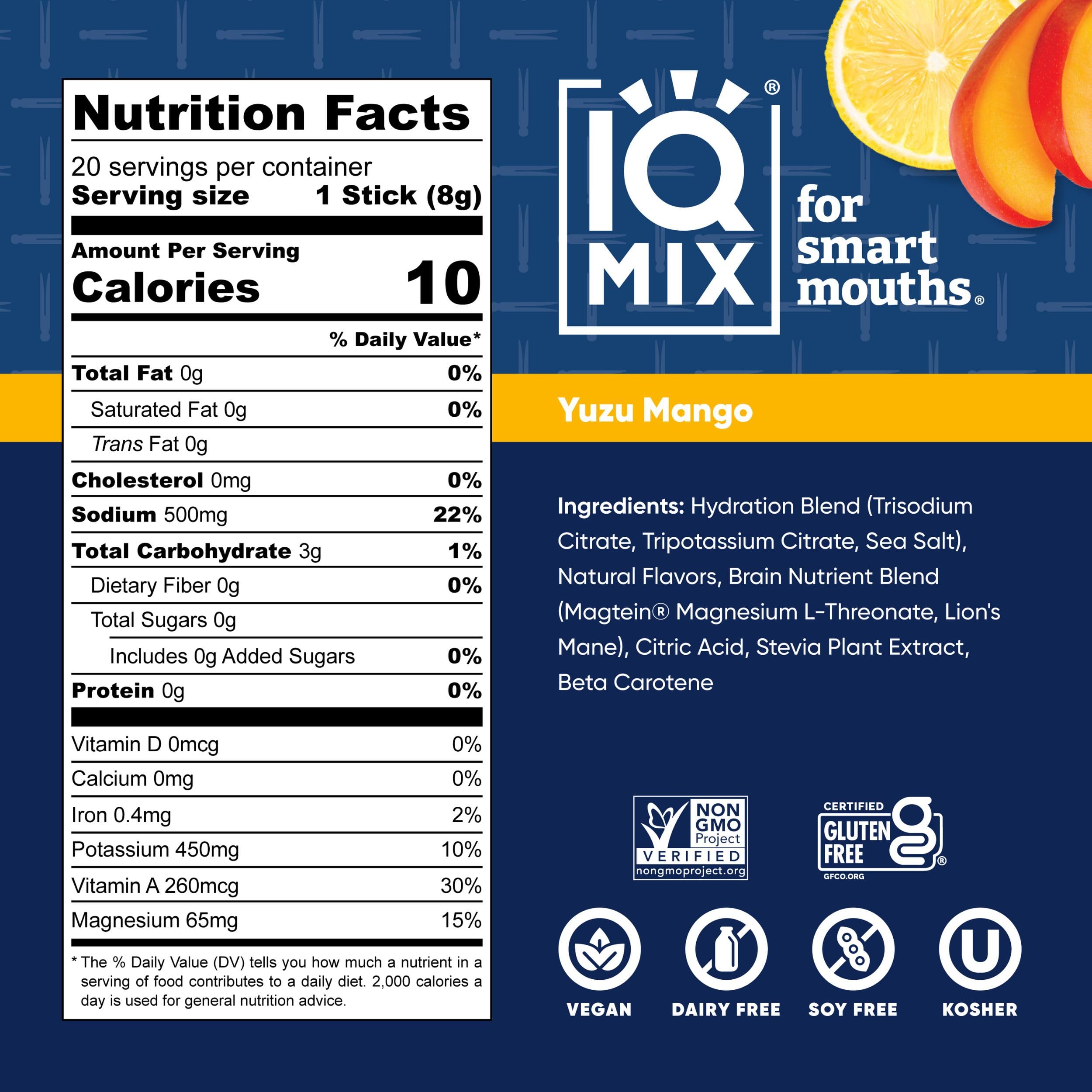 IQBAR IQMIX packets front view for convenient, sugar-free hydration anywhere.