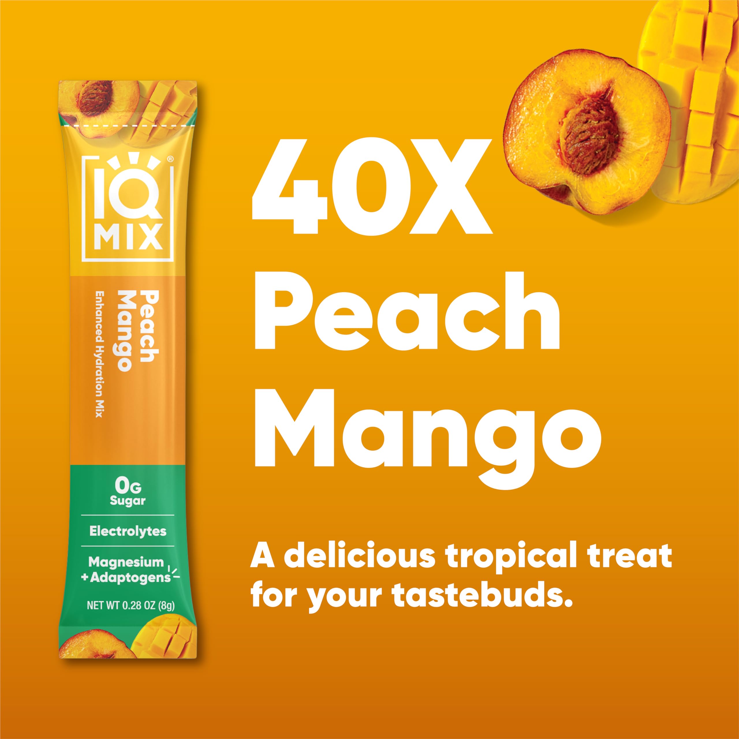 IQBAR IQMIX Peach Mango flavor for refreshing electrolyte hydration