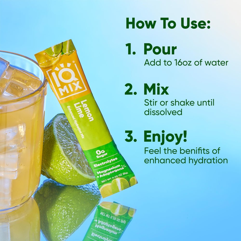 IQMIX Lemon Lime variety pack box on a store shelf