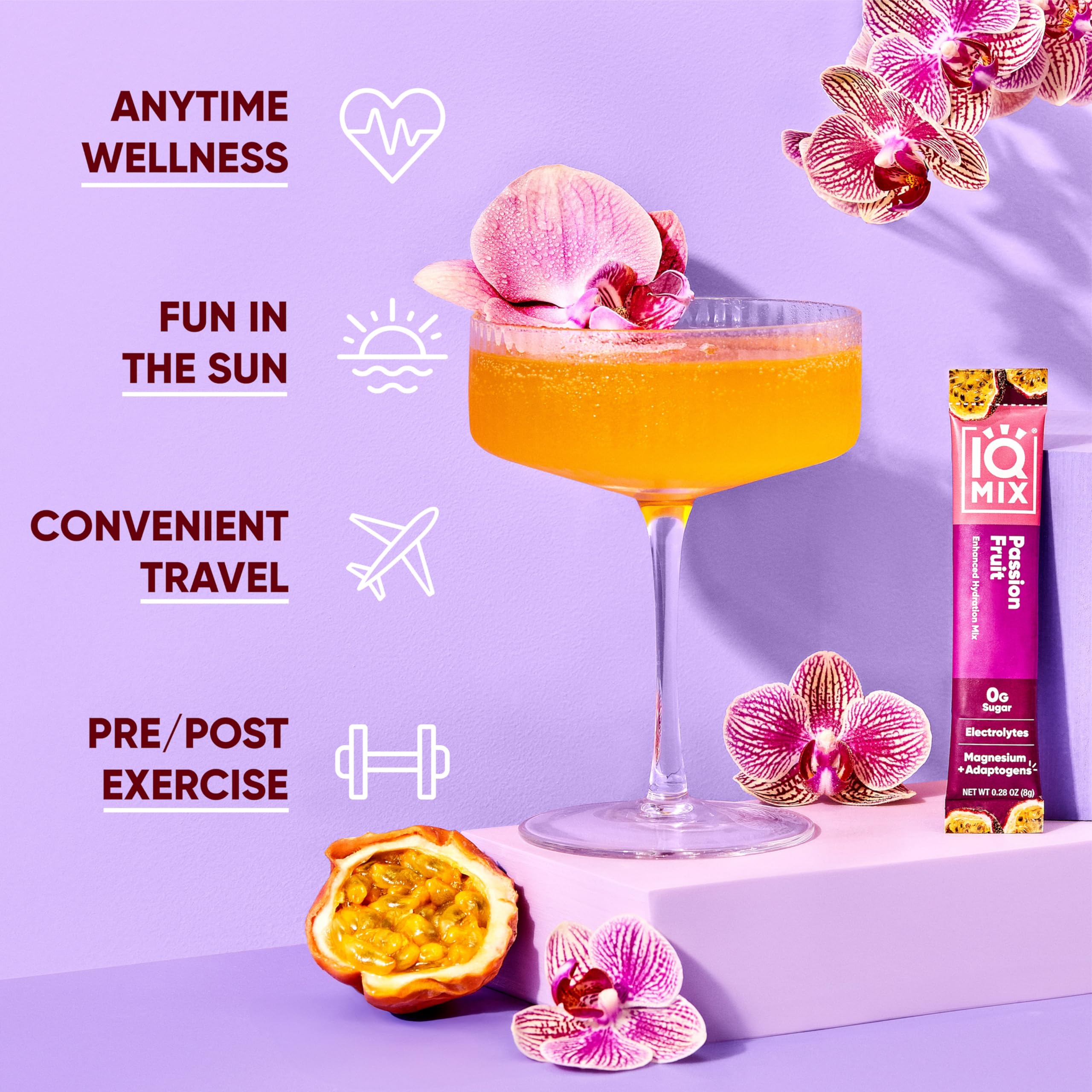 IQMIX hydration Passion Fruit flavor close-up with vibrant taste