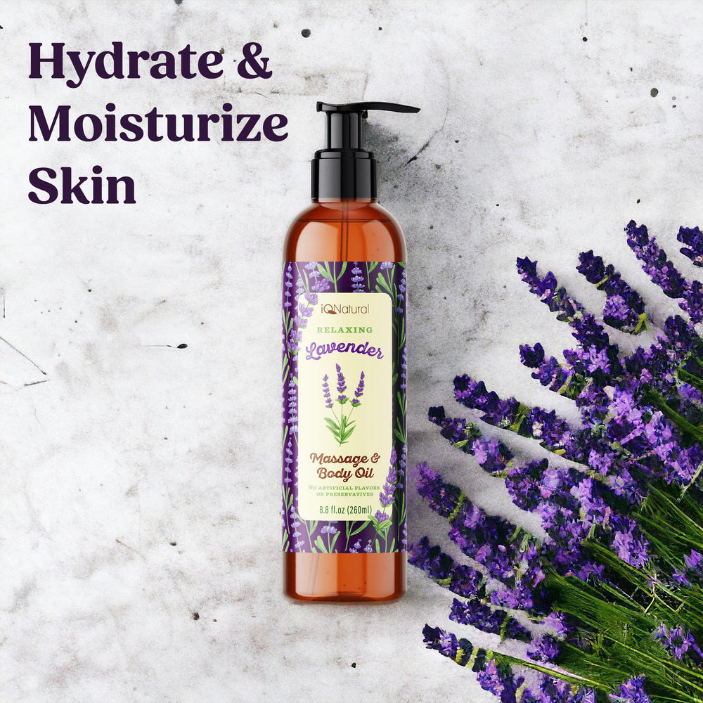 IQ Natural Organic Massage Oil glide delivers calm aromatherapy during gentle massage.