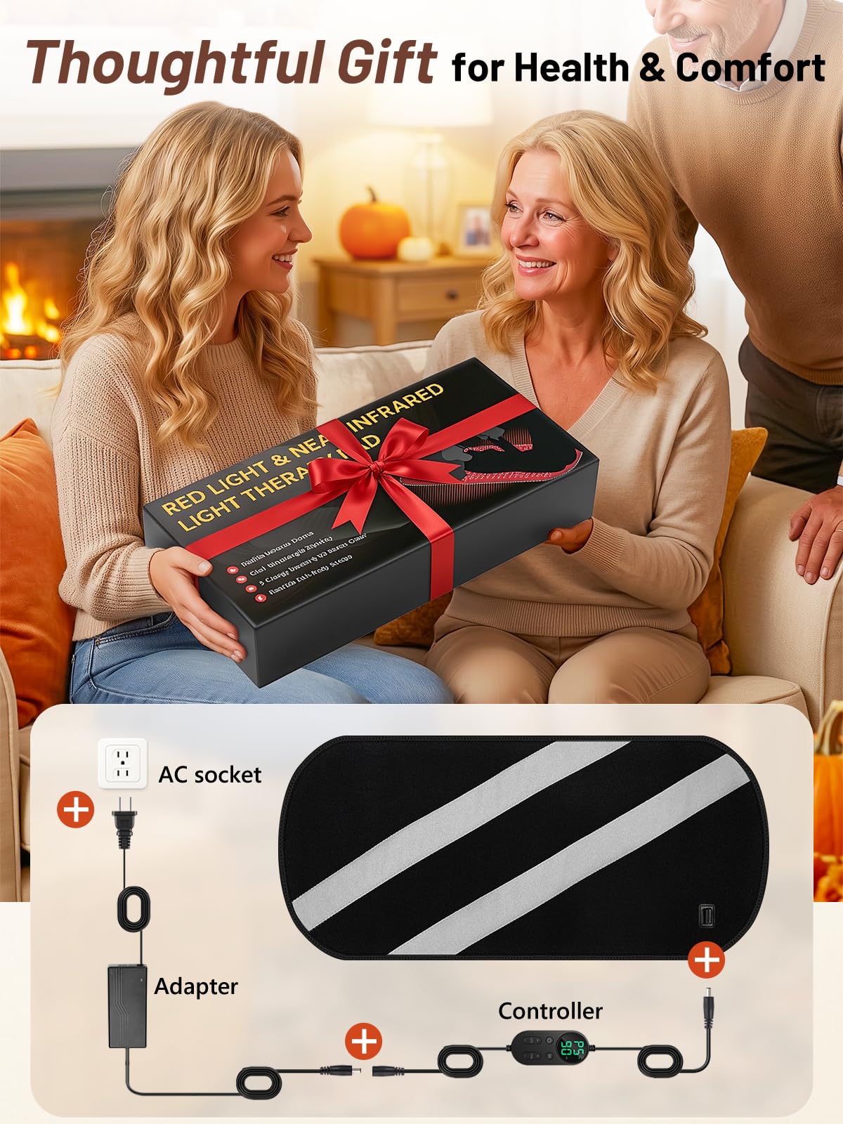 IRELEX red-light therapy mat warranty and gift-ready packaging