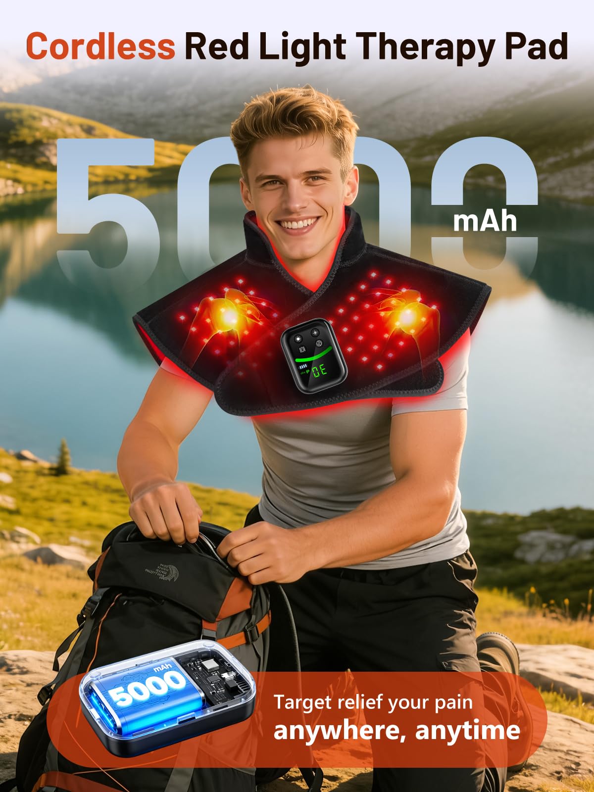 IRELEX red-light therapy pad close-up emphasizes 118 LEDs for focused treatment.