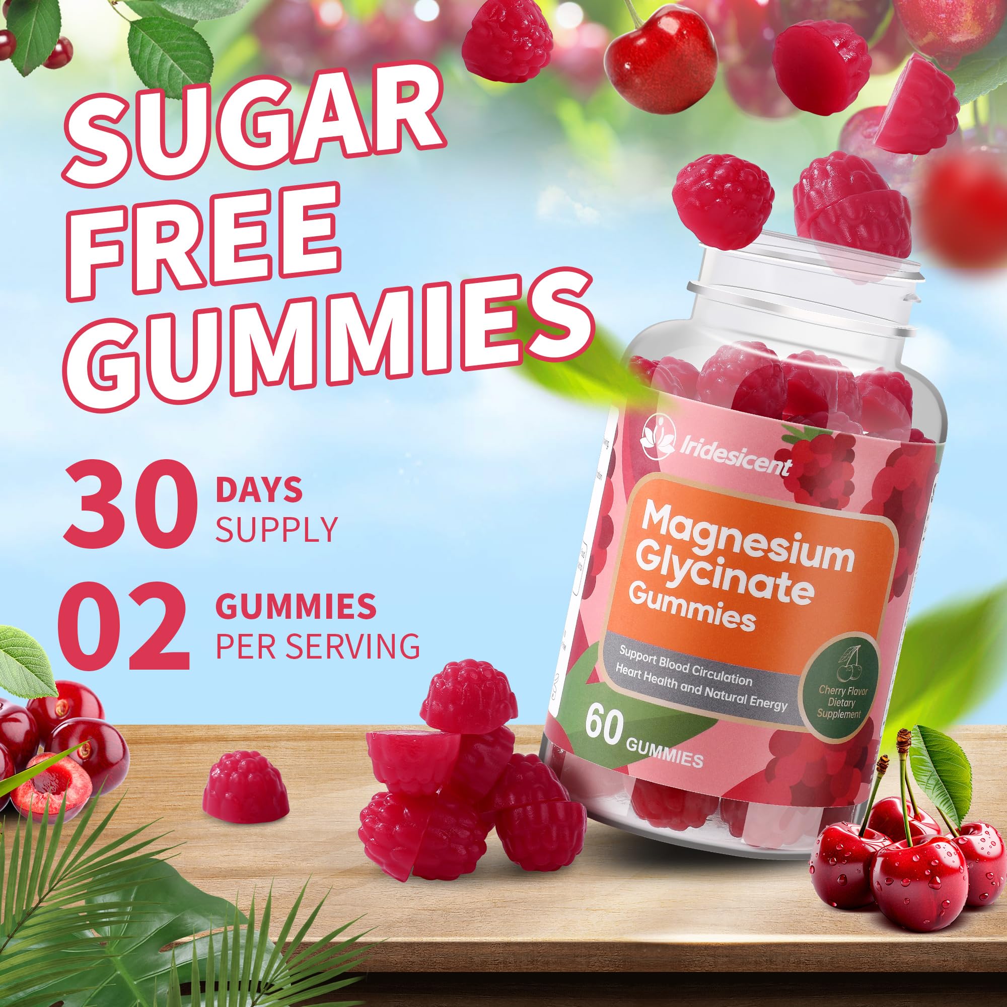 IRIDESICENT sugar-free icon beside nutrition facts for guilt-free use.