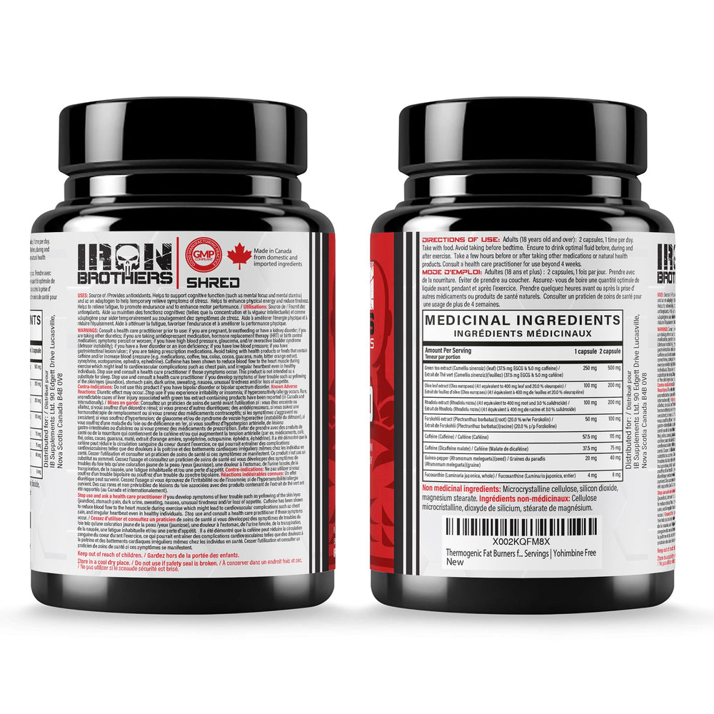Iron Brothers Thermogenic ingredients graphic highlights grains of paradise and green tea