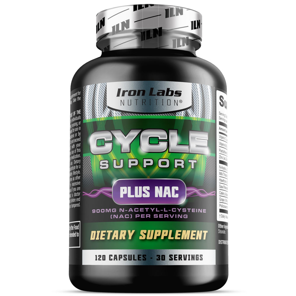 Iron Labs Cycle Support Plus NAC bottle highlighting NAC for on-cycle support
