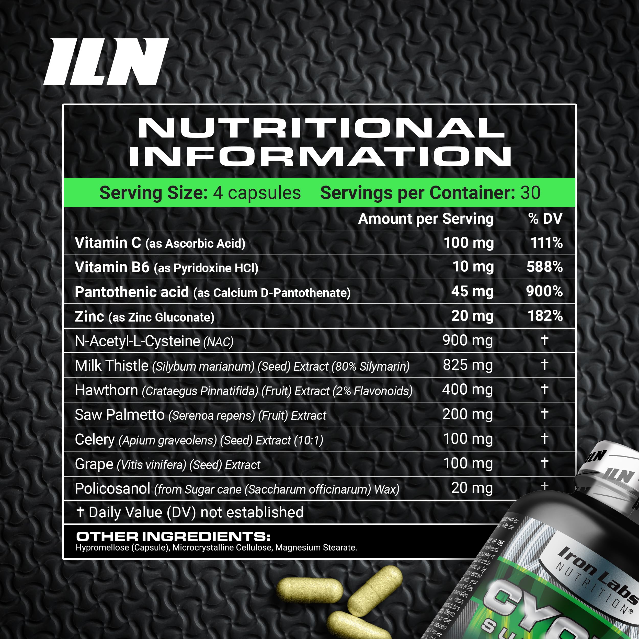 Iron Labs Cycle Support NAC milk thistle label highlights liver-support blend