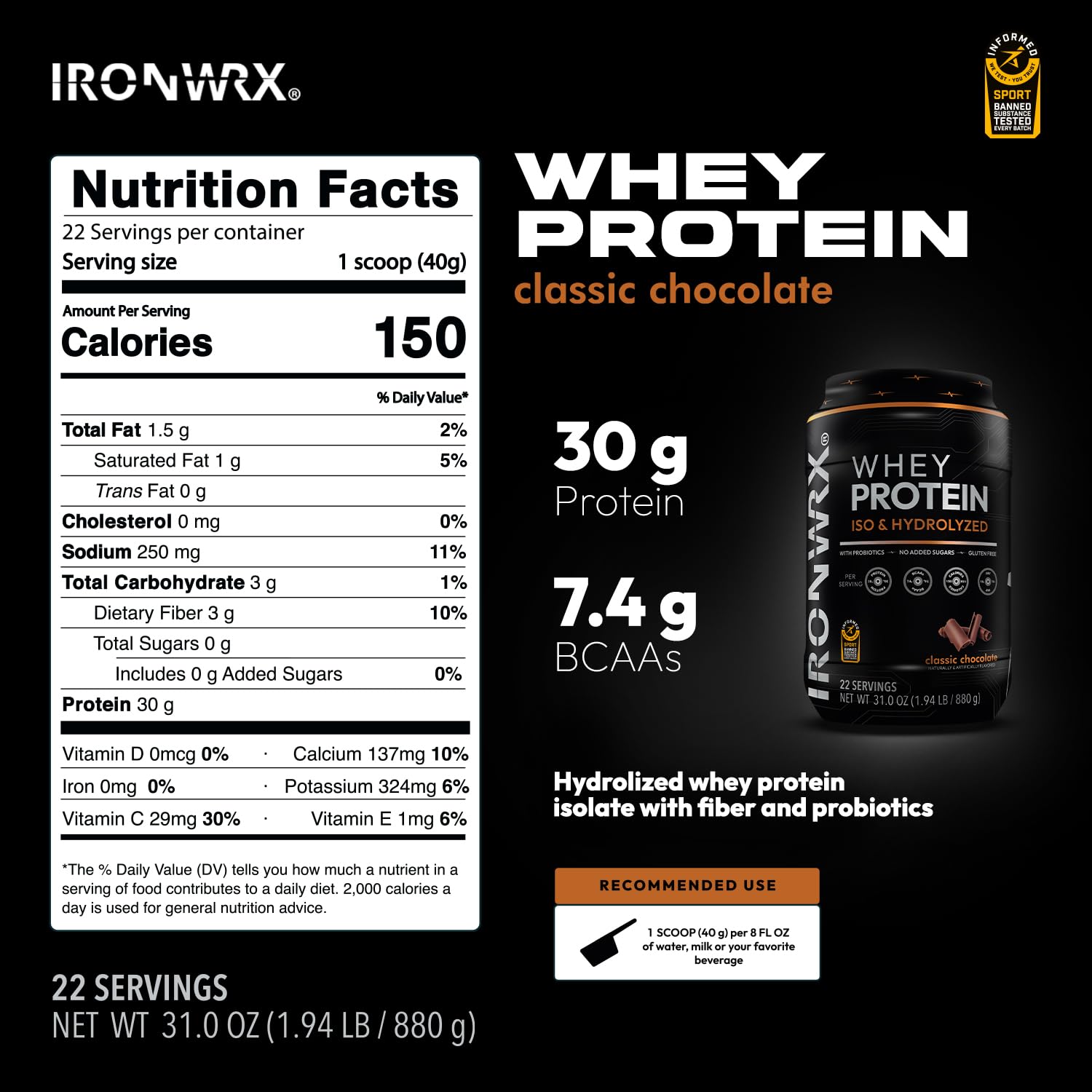 IRONWRX shake poured into a glass after training for rapid recovery.