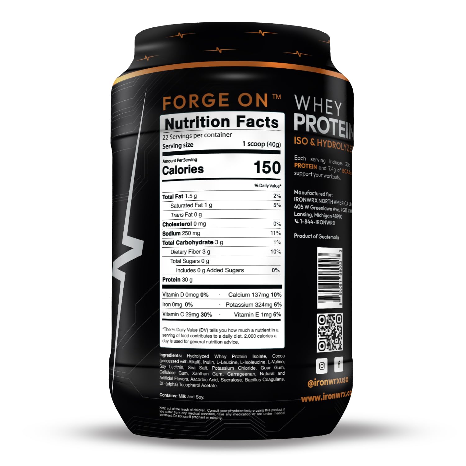 IRONWRX protein scoop measuring powder for consistent daily intake.