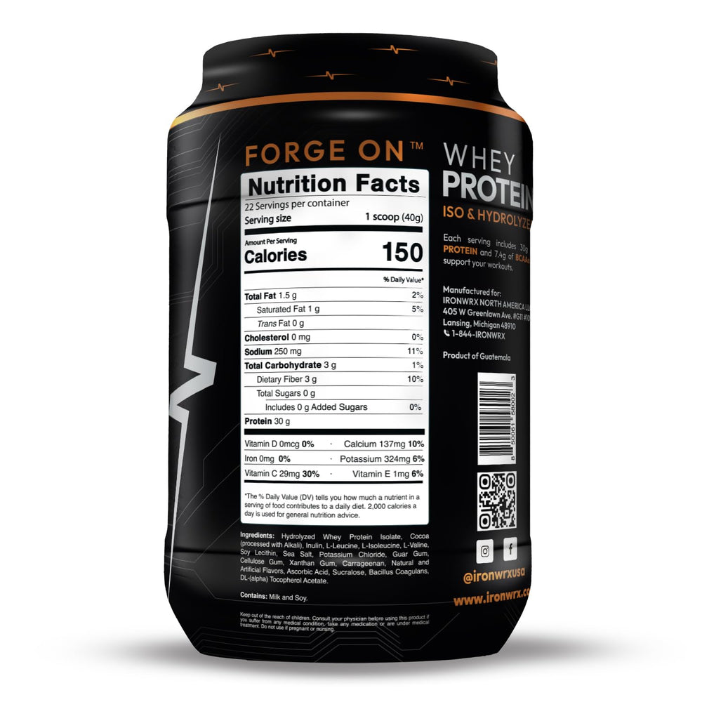 IRONWRX protein scoop measuring powder for consistent daily intake.
