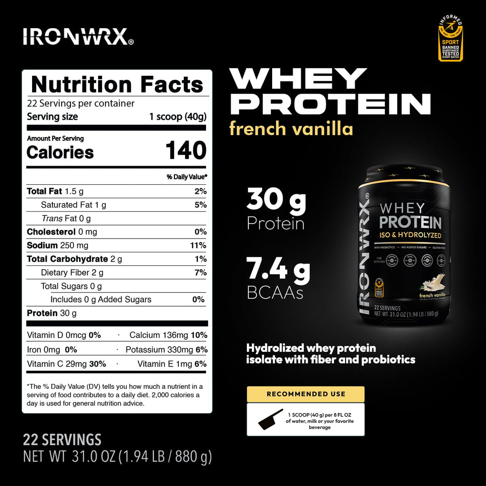 IRONWRX Informed Sport label confirms third-party tested safety and substance compliance.