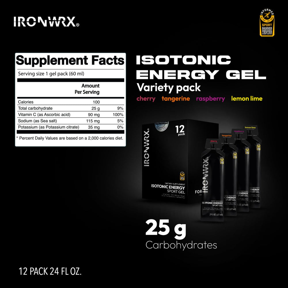 IRONWRX energy gel pack in cherry flavor for race-day fueling