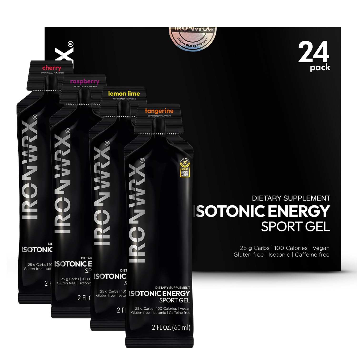 IRONWRX Isotonic Energy Gels Raspberry pack for on-the-go energy and hydration.