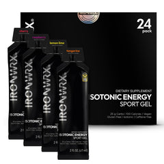 IRONWRX Isotonic Energy Gels Raspberry pack for on-the-go energy and hydration.