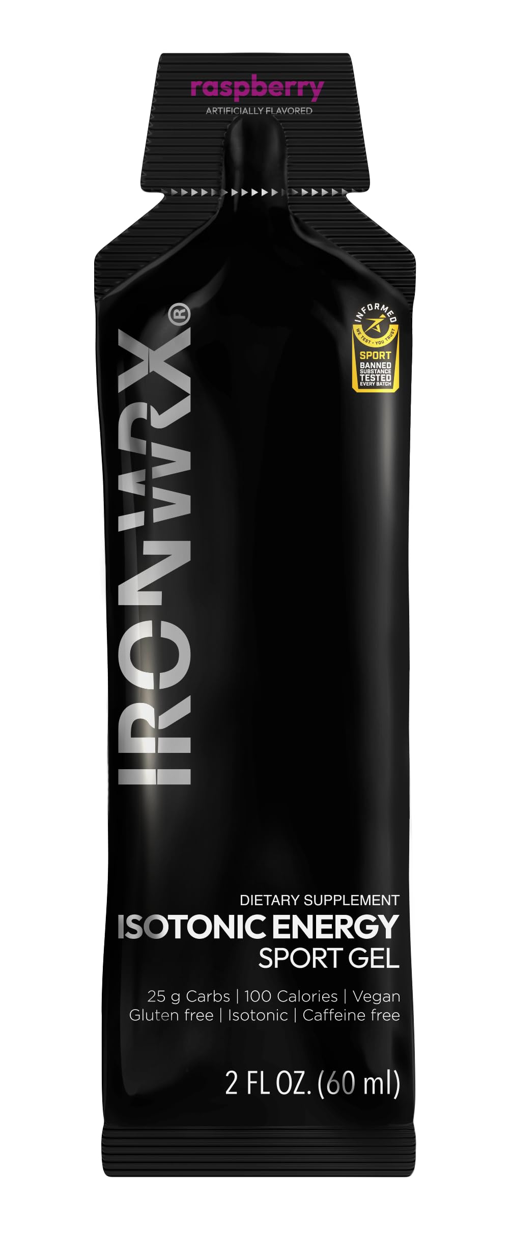 IRONWRX Raspberry gels ready in race-day setup for steady energy without slowing