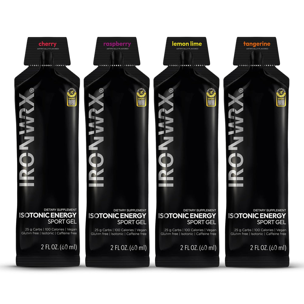 IRONWRX Isotonic Energy Gels Tangerine pack for quick energy during workouts.