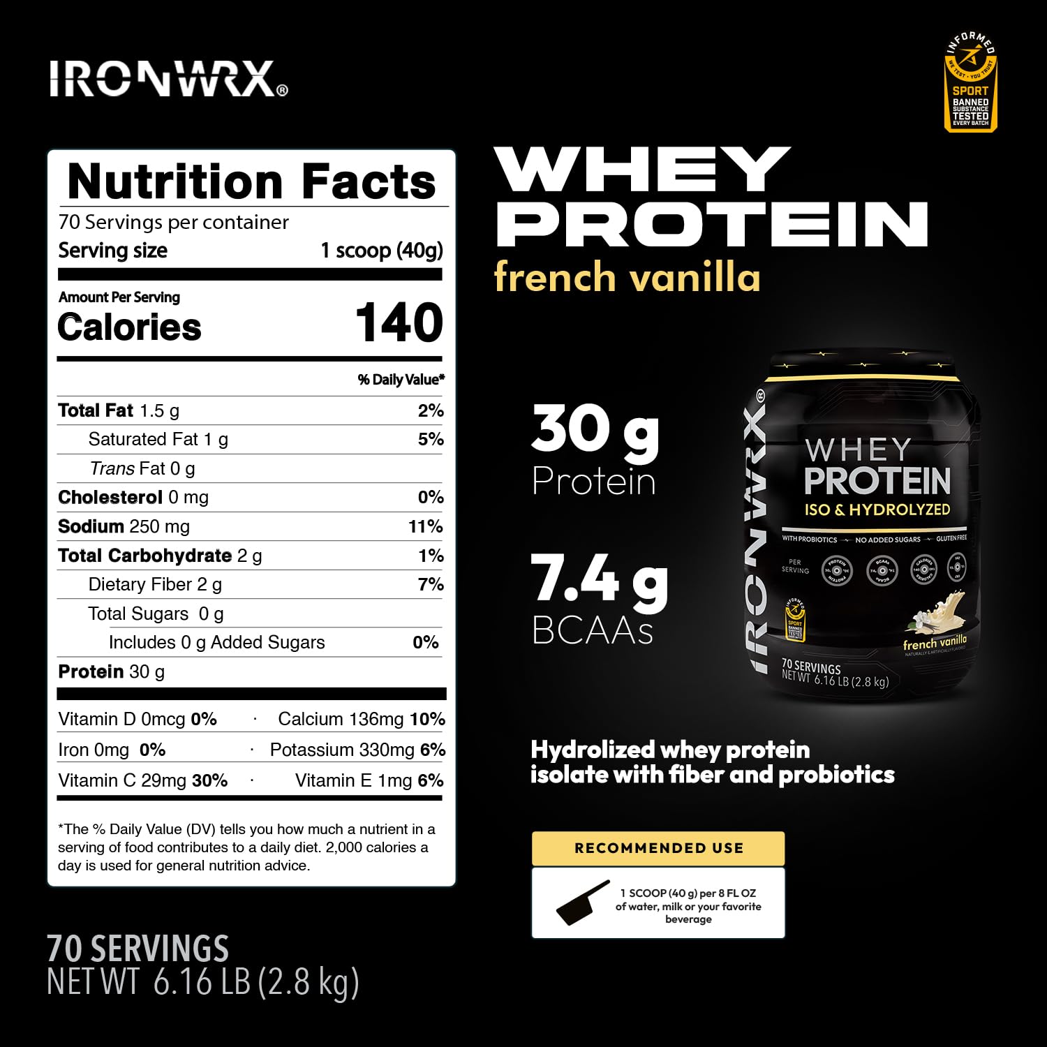 IRONWRX bottle emphasizes probiotic fiber blend for digestion support.