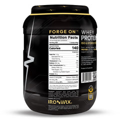 IRONWRX whey protein scoop showing precise portion for daily protein intake.