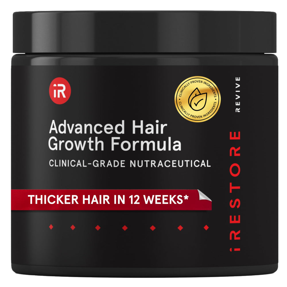 iRestore Lustriva bottle shown for daily hair health support