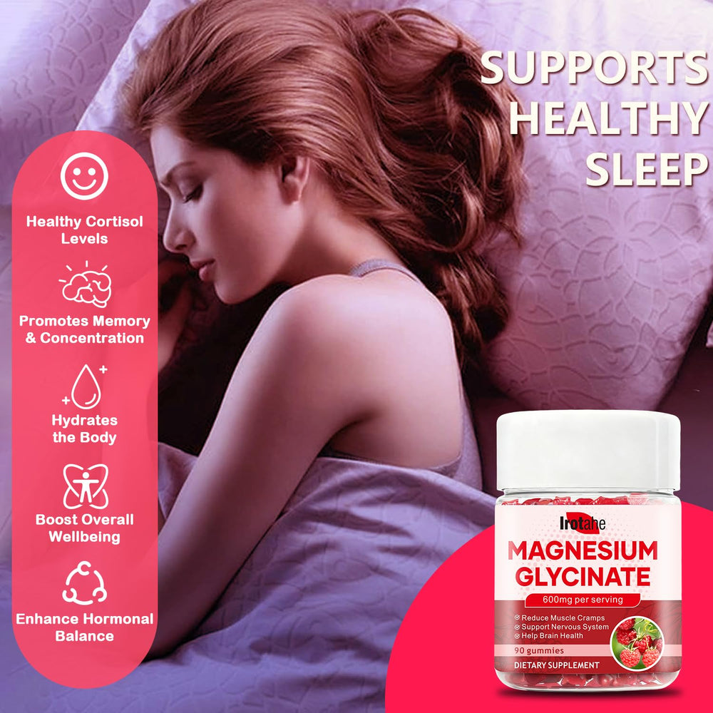 Irotahe gummies serving illustrates 600 mg magnesium per two gummies for calm focus.