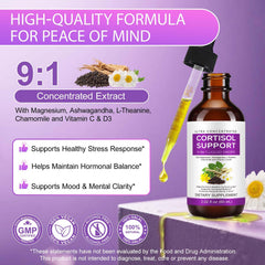 IRSRDOQU Cortisol Drops magnesium and ashwagandha ingredients highlighted for stress support