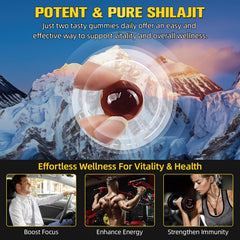 IRSRDOQU Shilajit Gummies packaging highlights gluten-free formula.