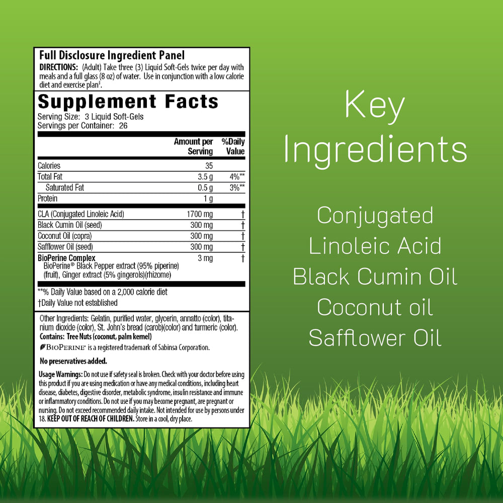 Irwin Naturals CLA Lean soft-gels being poured for easy ingestion