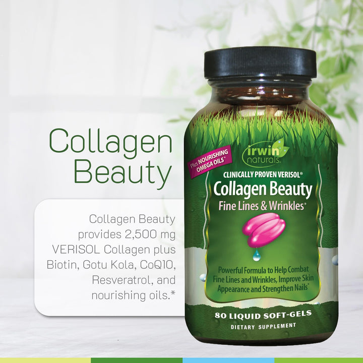 Vanity setup with Collagen Beauty bottle suggesting radiant skin appearance.