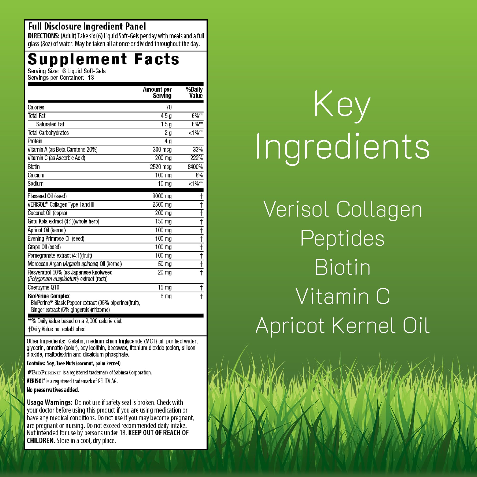 Close-up of Collagen Beauty softgels emphasizes easy swallowing and absorption benefits.