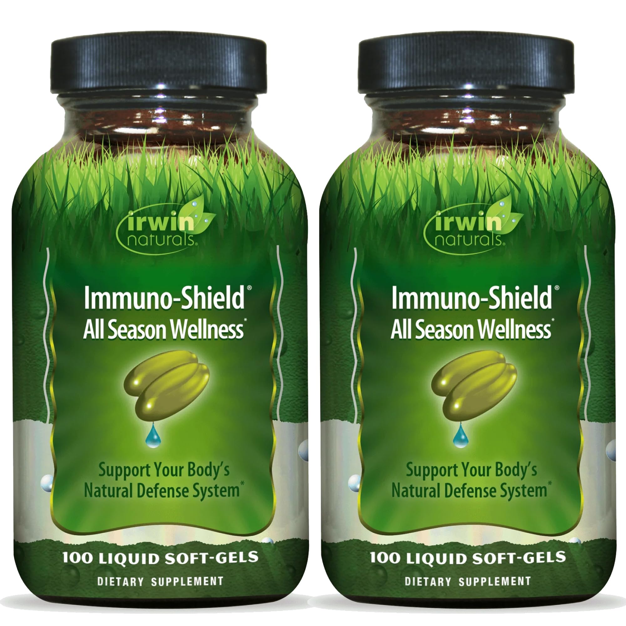 Irwin Naturals Immuno-Shield bottle front with capsules for daily wellness support