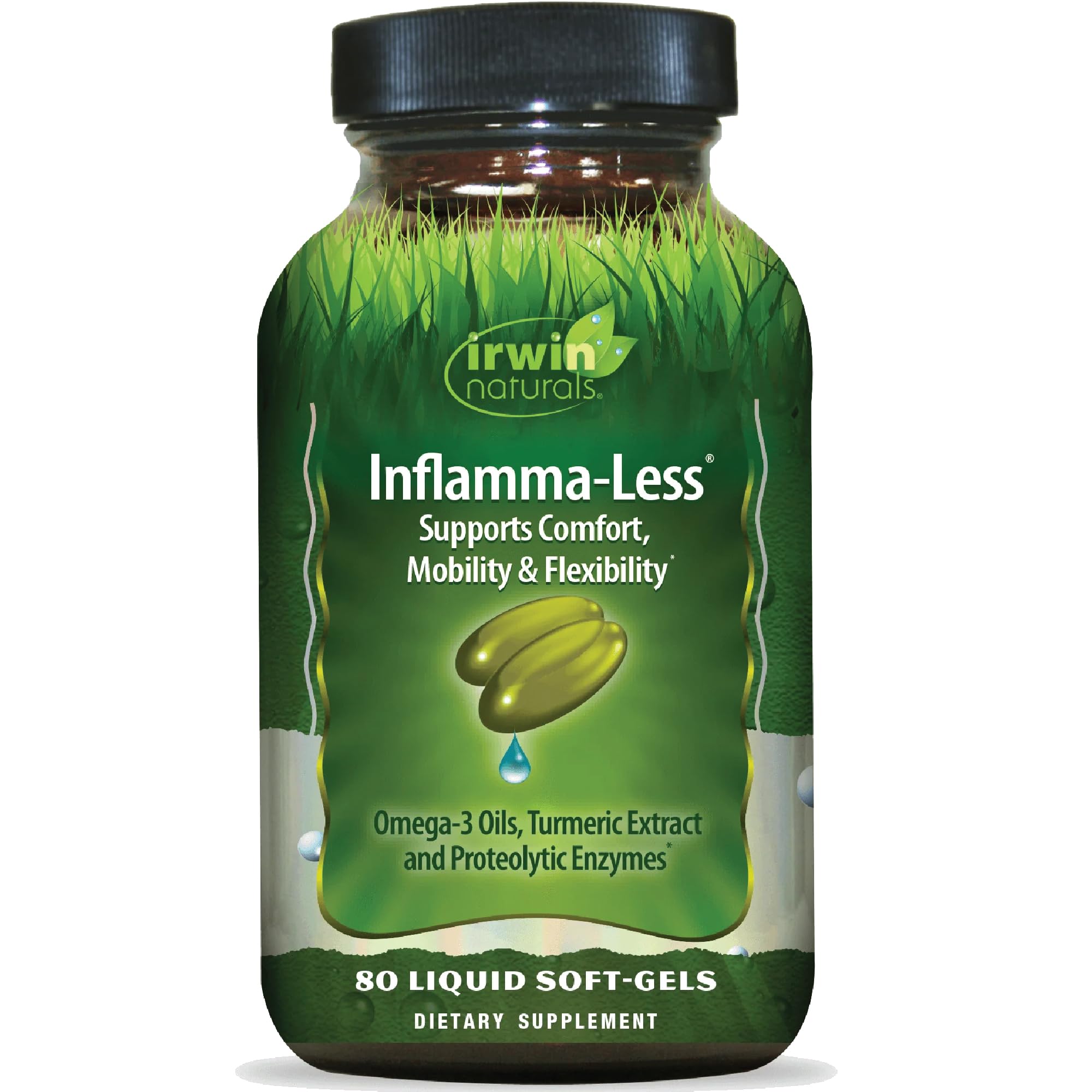Irwin Naturals Inflamma-Less bottle with compact packaging supports daily joint comfort.
