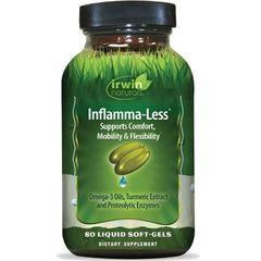 Irwin Naturals Inflamma-Less bottle with compact packaging supports daily joint comfort.