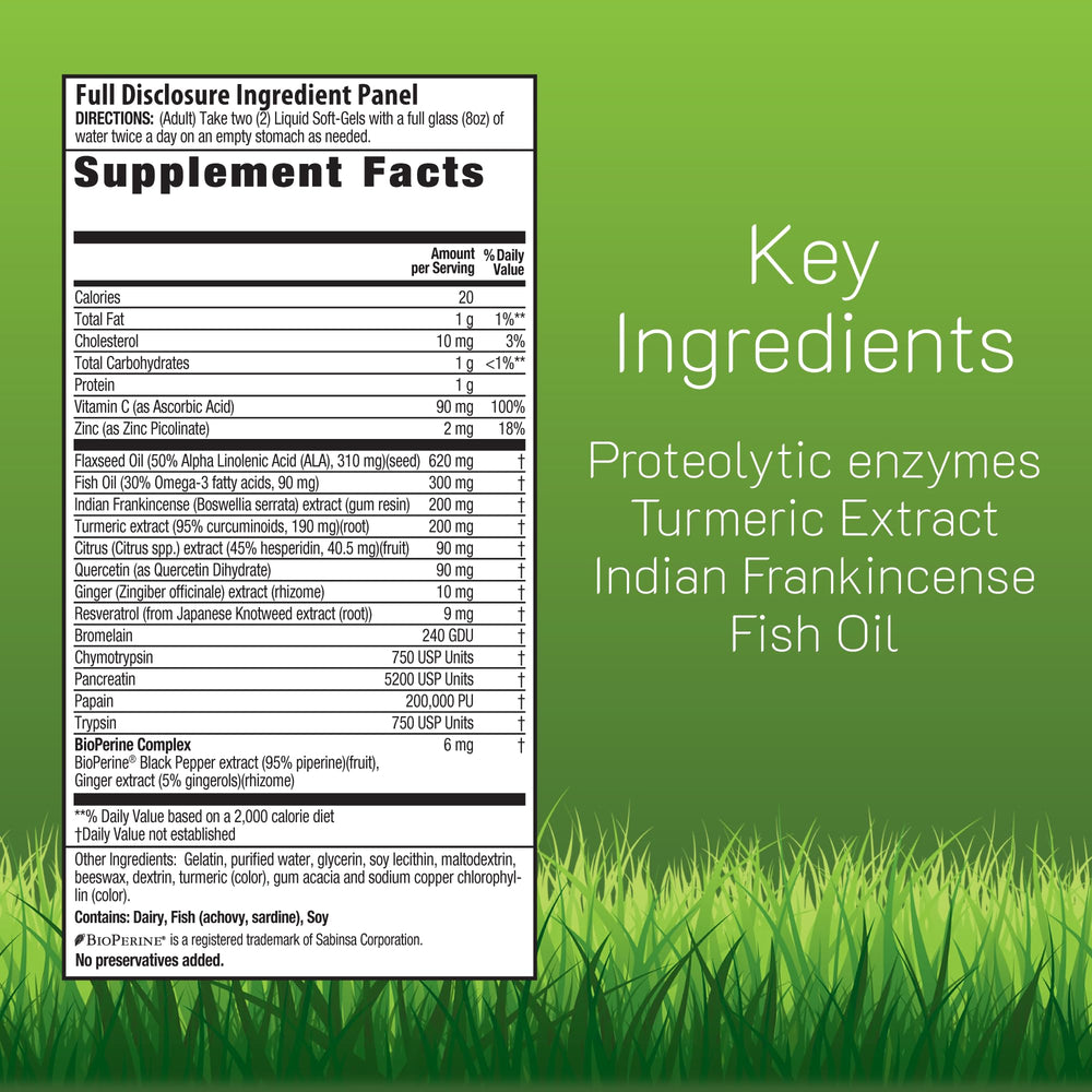 Irwin Naturals Inflamma-Less softgels ready to swallow for on-the-go support.