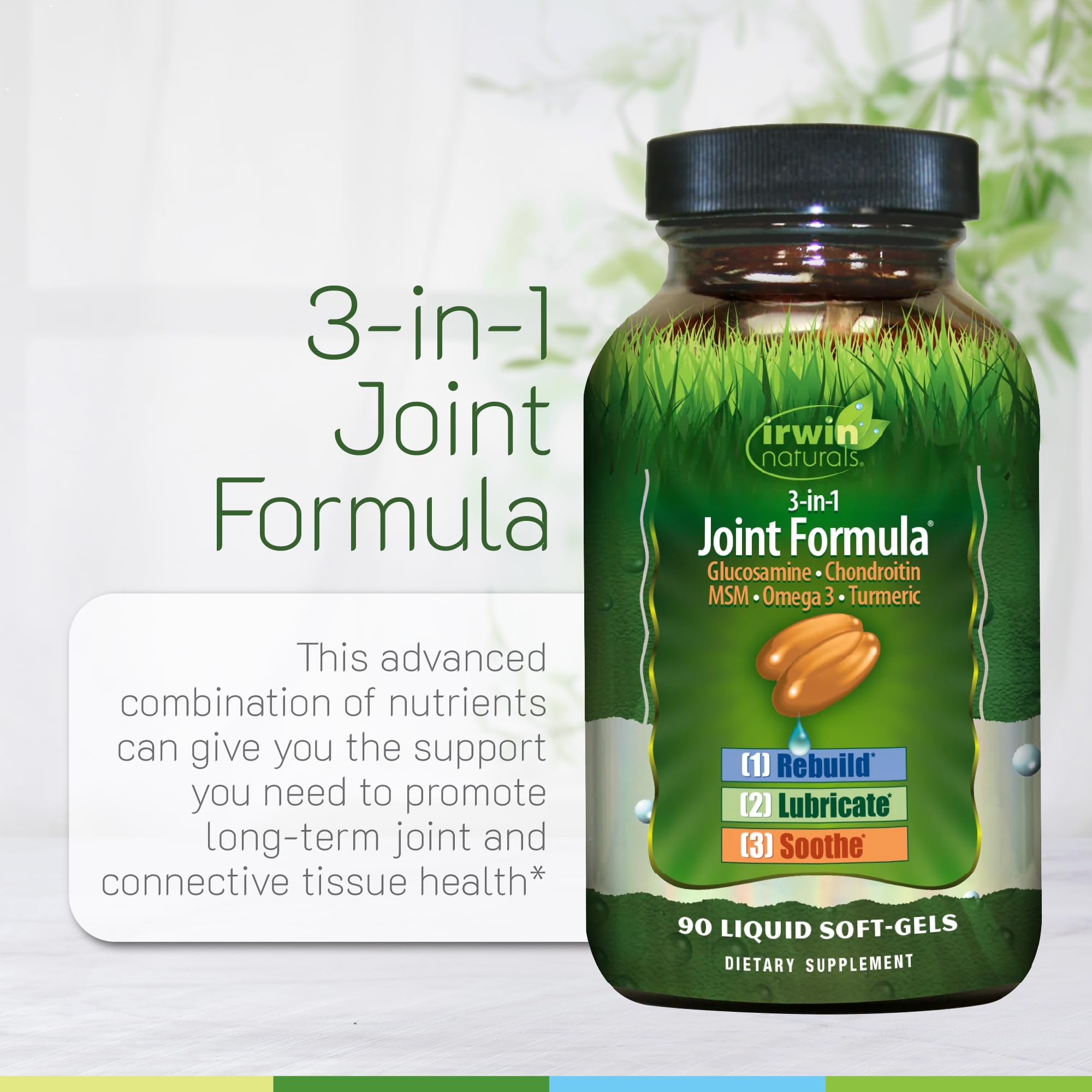 Clear ingredient label from Irwin Naturals joint formula for informed choices