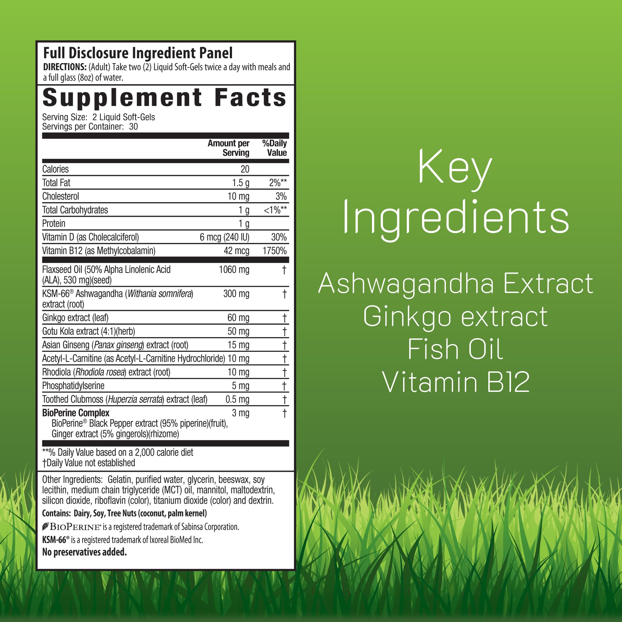 Irwin Naturals Mental Clarity with KSM-66 ashwagandha for memory.