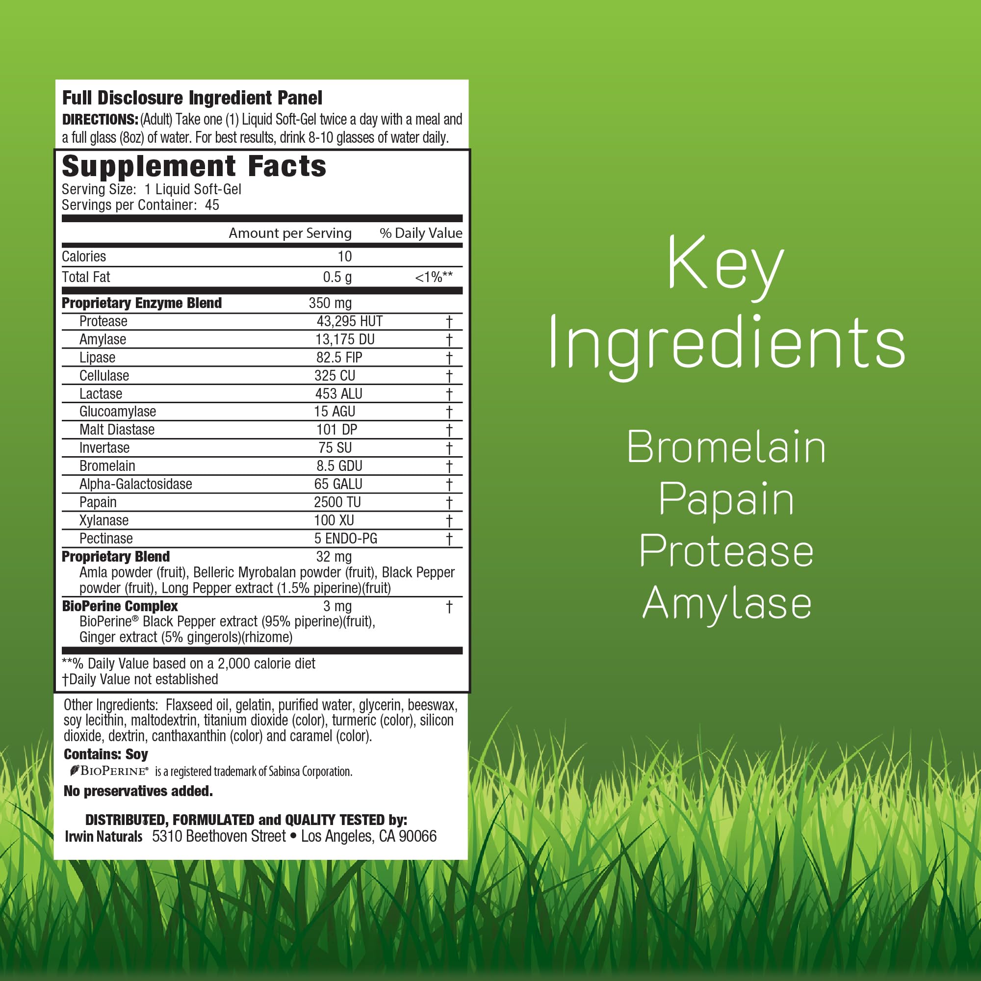 Irwin Naturals anti-gas liquid soft-gels closeup offering easy-on-the-stomach form.