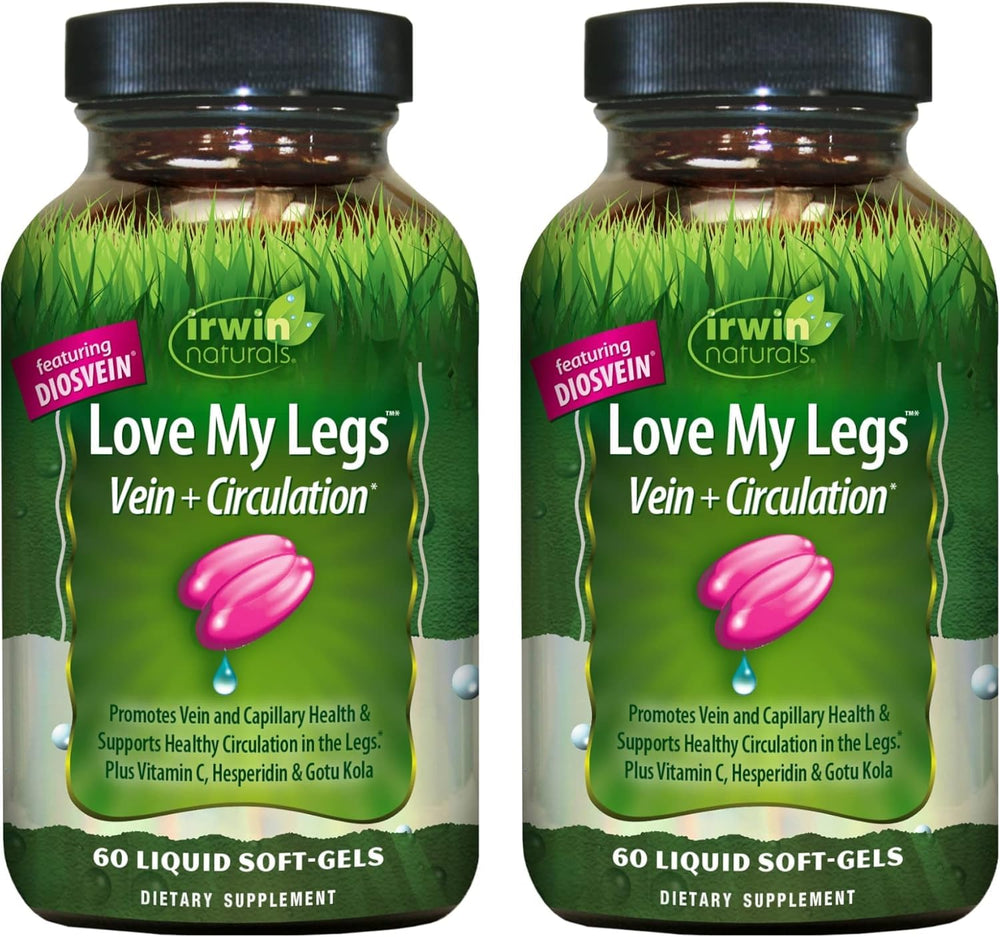 Irwin Naturals Love My Legs bottle front promoting leg vein health and circulation