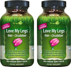 Irwin Naturals Love My Legs bottle front promoting leg vein health and circulation