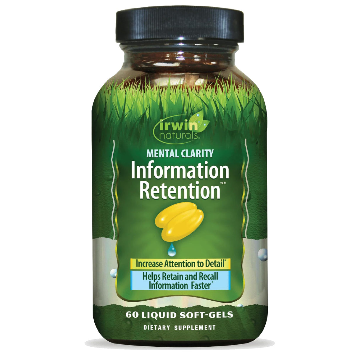 Irwin Naturals Mental Clarity bottle with softgels for daily focus support.