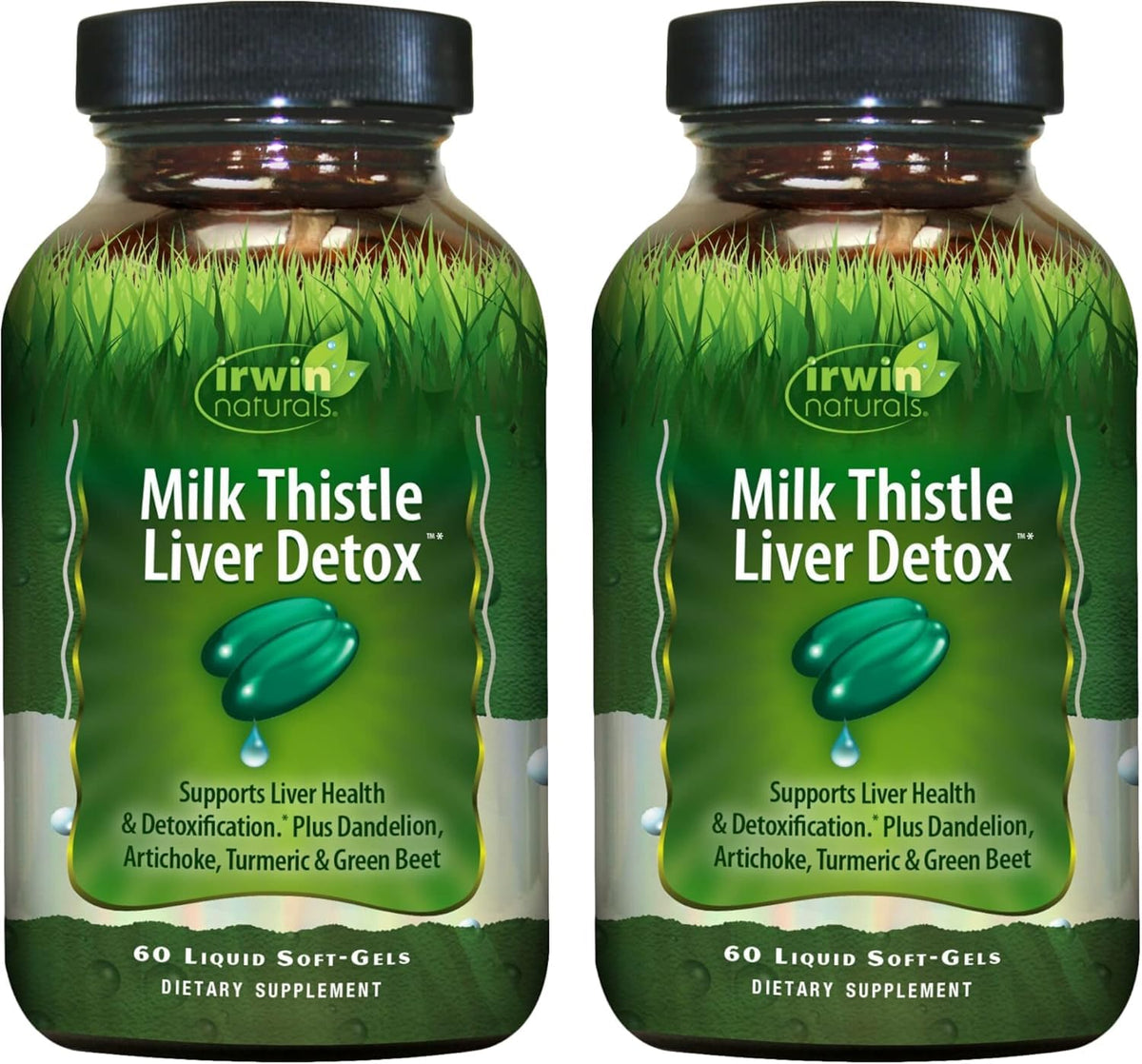 Irwin Naturals Milk Thistle Liver Detox bottle front showing brand and product name for liver support