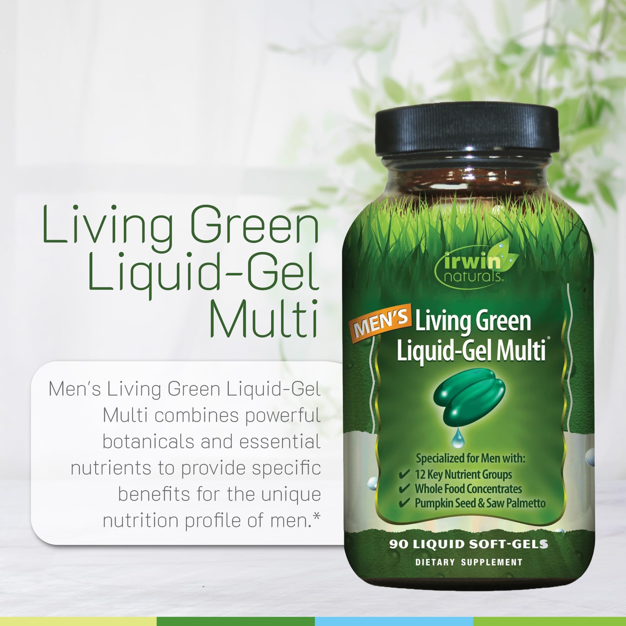 Irwin Naturals saw palmetto botanicals featured for prostate-friendly nutrition.