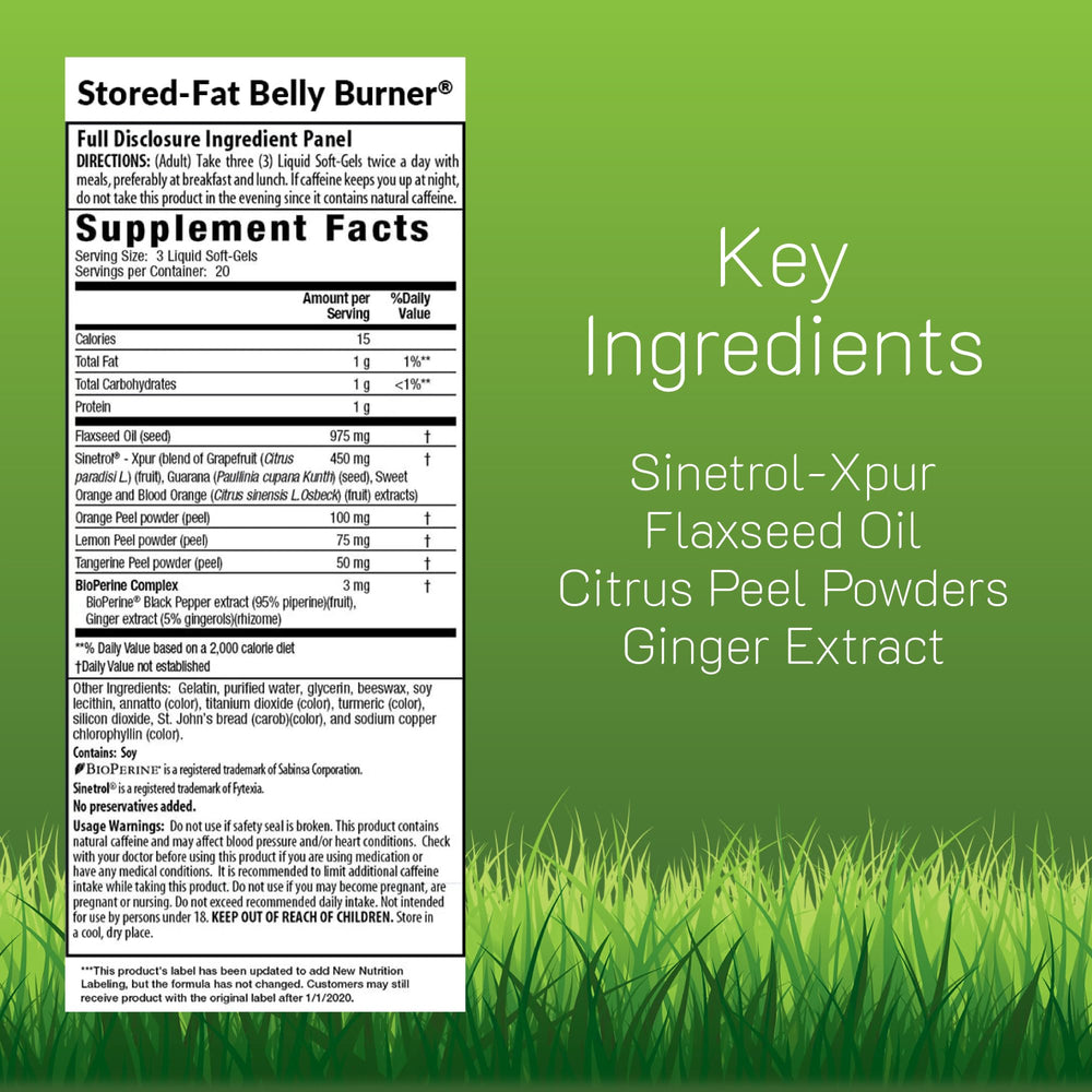 Irwin Naturals Belly Burner bottle back with Bioperine for absorption highlights.