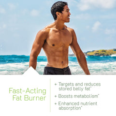 Close-up of Irwin Naturals Stored-Fat Belly Burner capsules showing soft-gel texture.