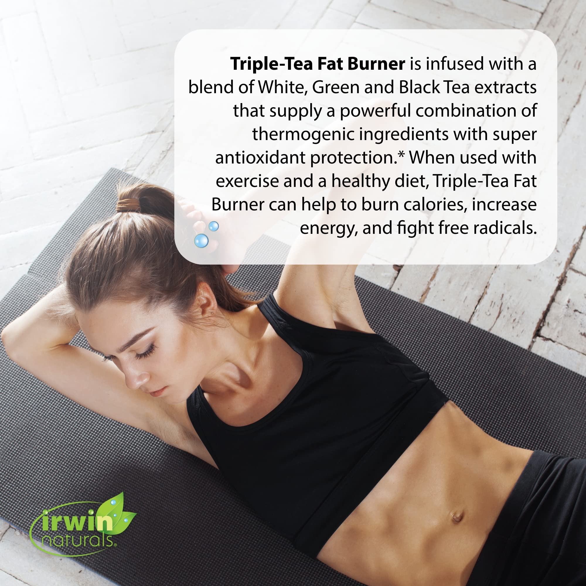 Irwin Naturals Triple Tea Fat Burner bottle label with 75 count.
