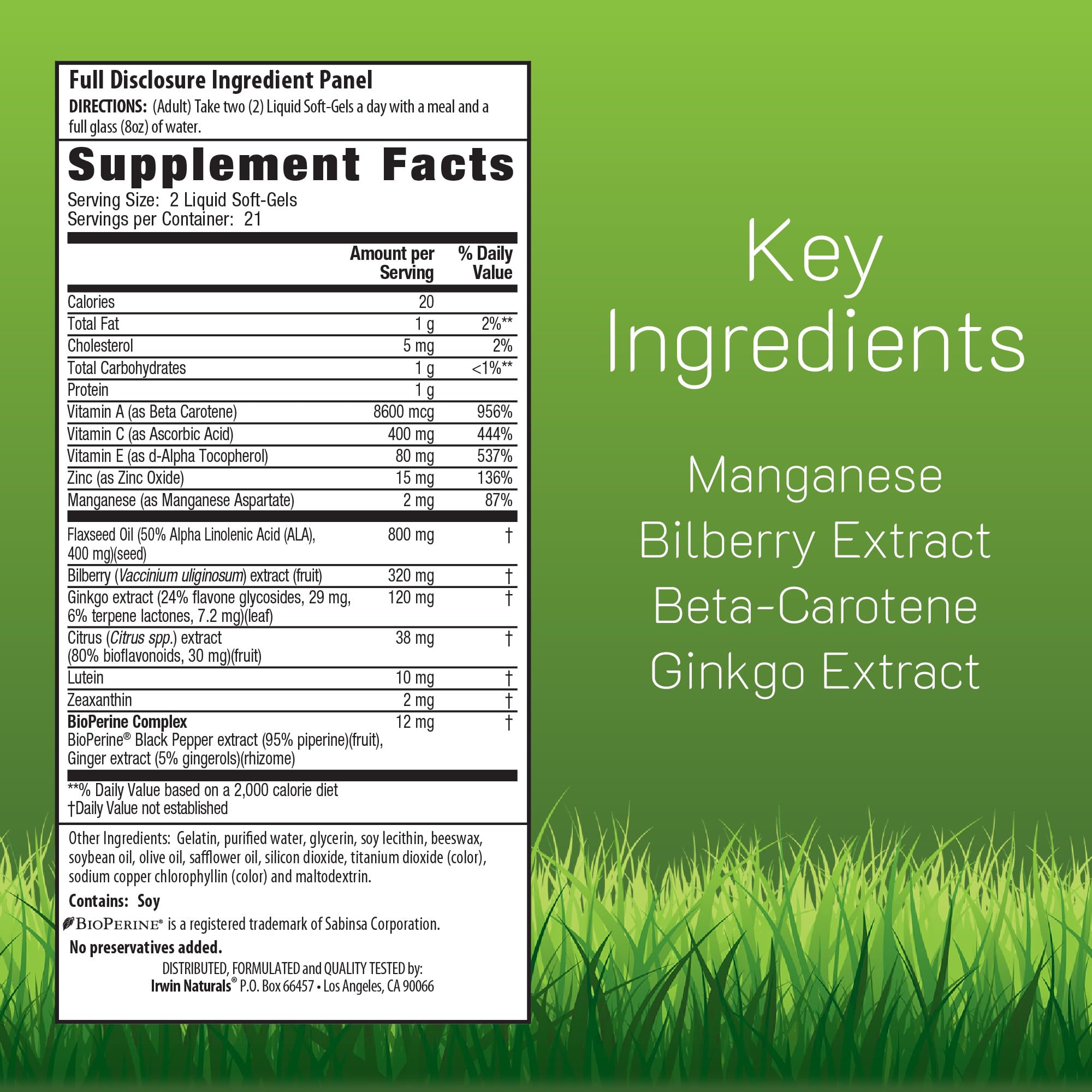 Close-up of Vision Sharp softgels showing easy-to-swallow capsules
