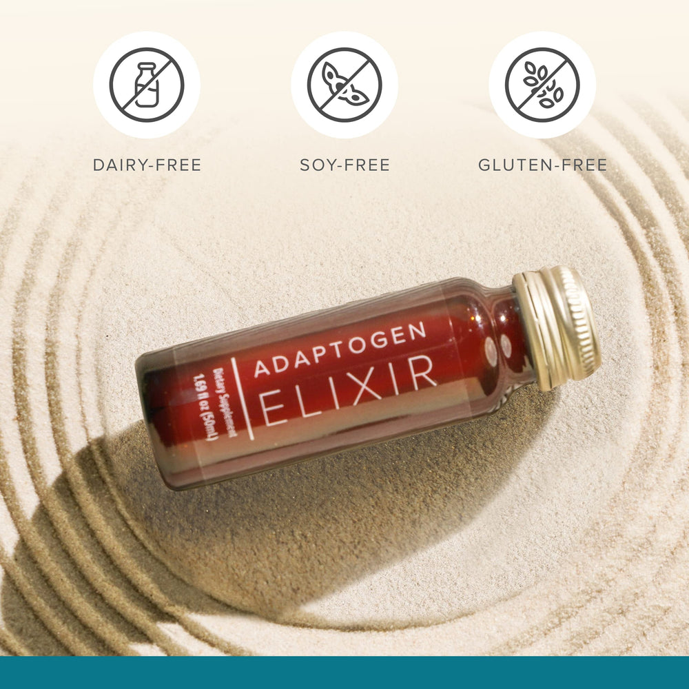 Isagenix Adaptogen Elixir bottle on the go during commute.