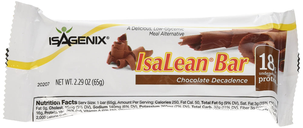 Isagenix Chocolate Decadence Bars pack, ideal on-the-go snack.