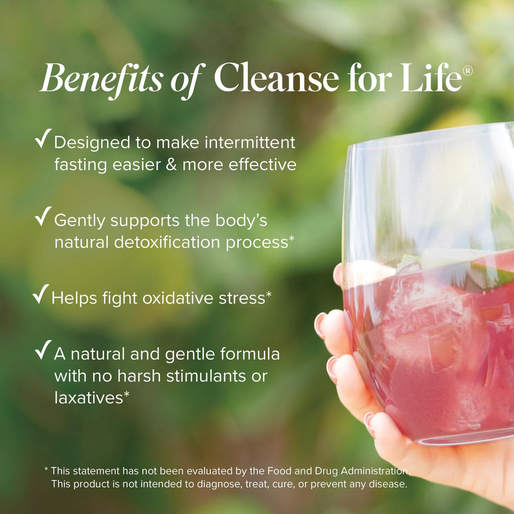 Isagenix Cleanse for Life berry glass with ice evokes crisp berry flavor and hydration.